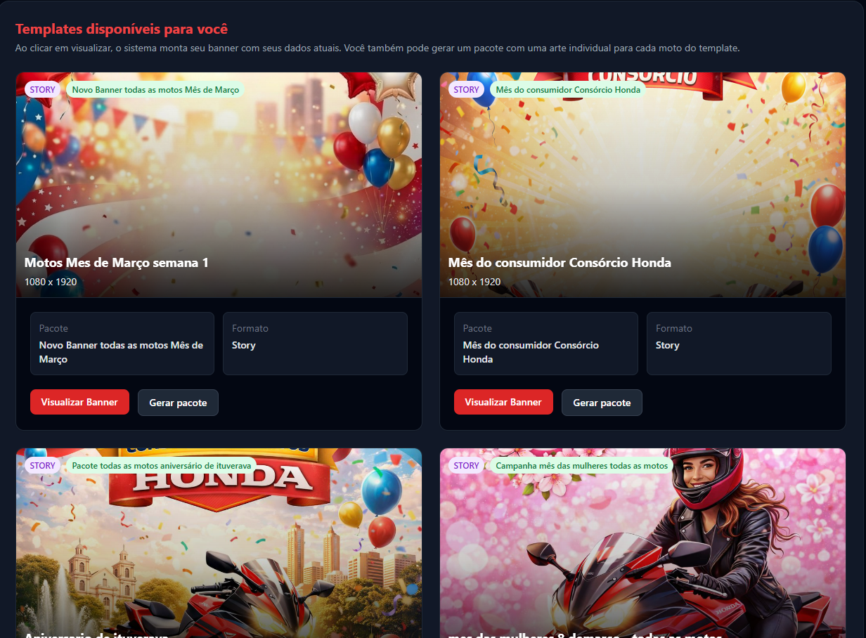 Artes personalizadas no painel